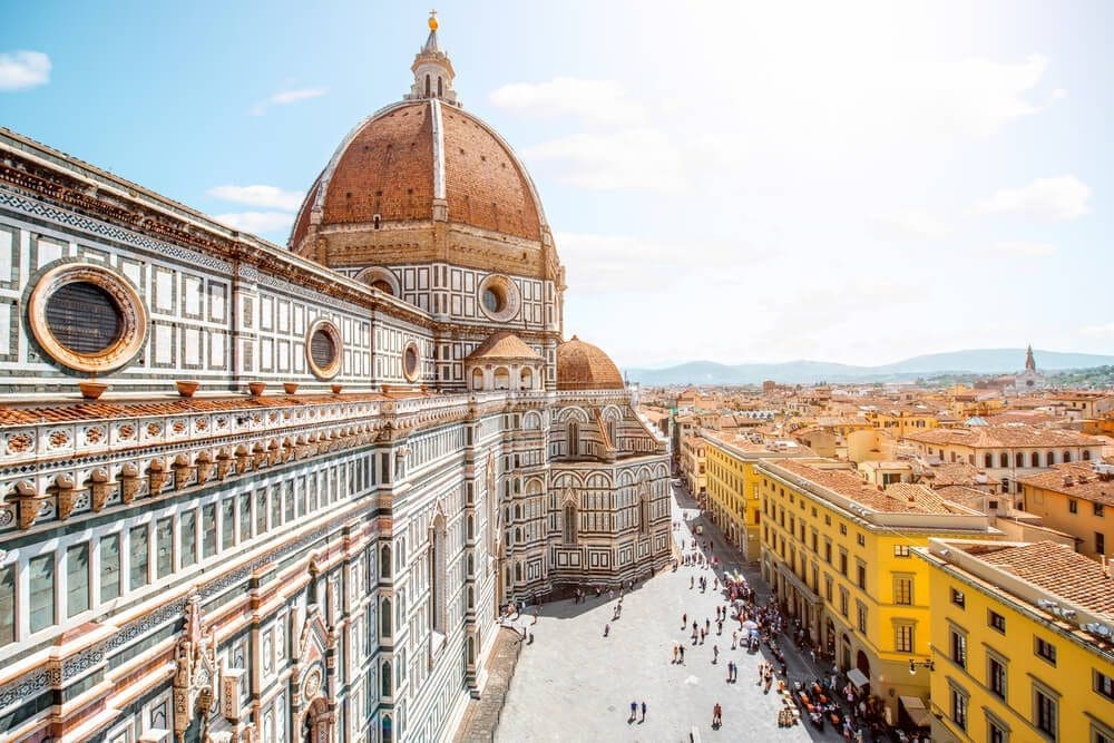 Red roof dome of the Cathedral of Santa Maria del Fiore in Florence Italy